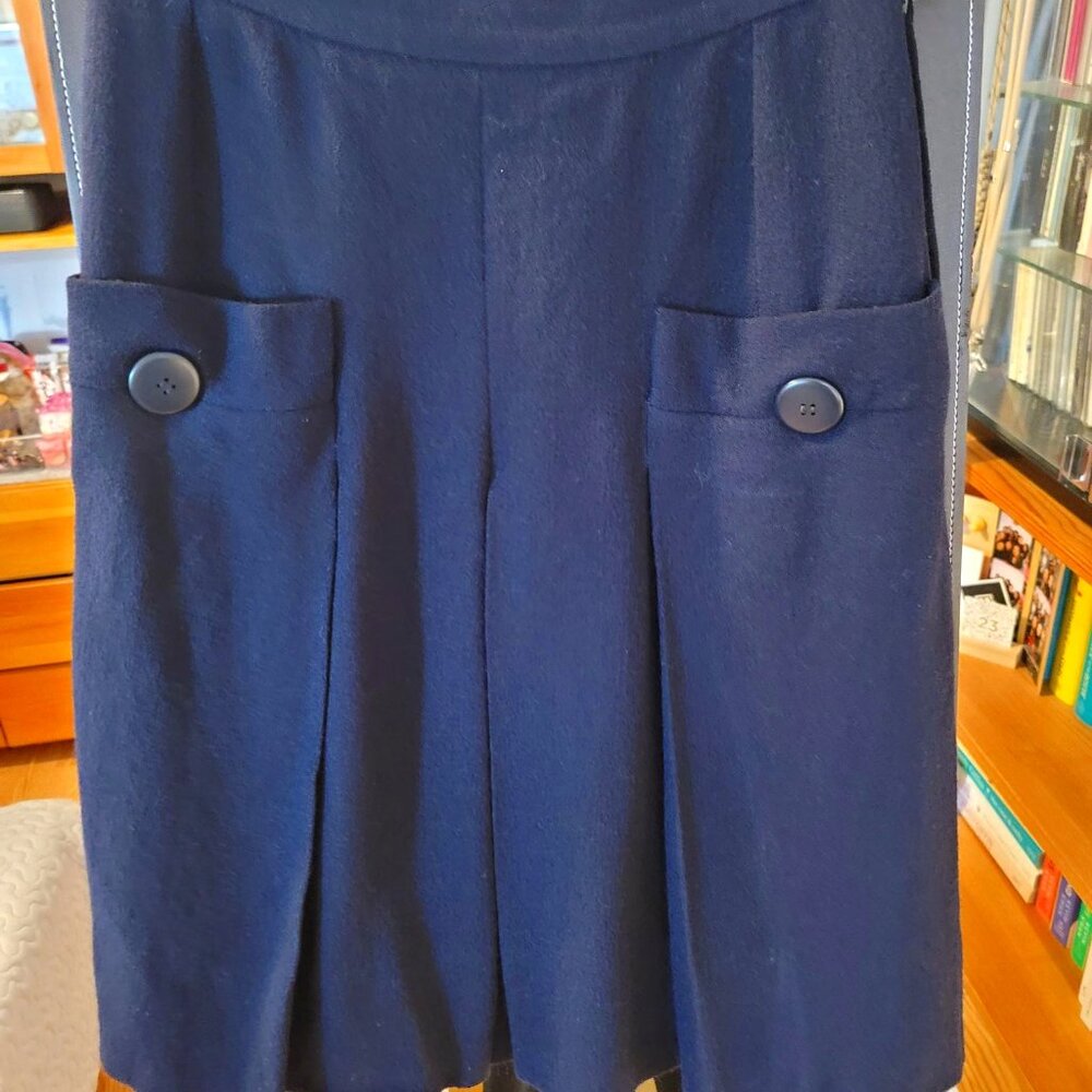VINTAGE SAINT LAURENT - 100% WOOL SKIRT IN NAVY - SIZE 40